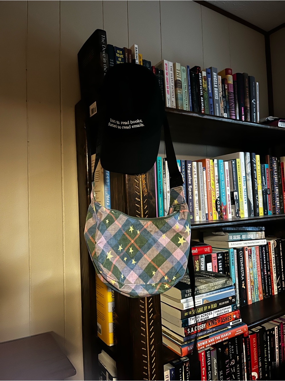 Baggu Green Star Plaid Small Crescent